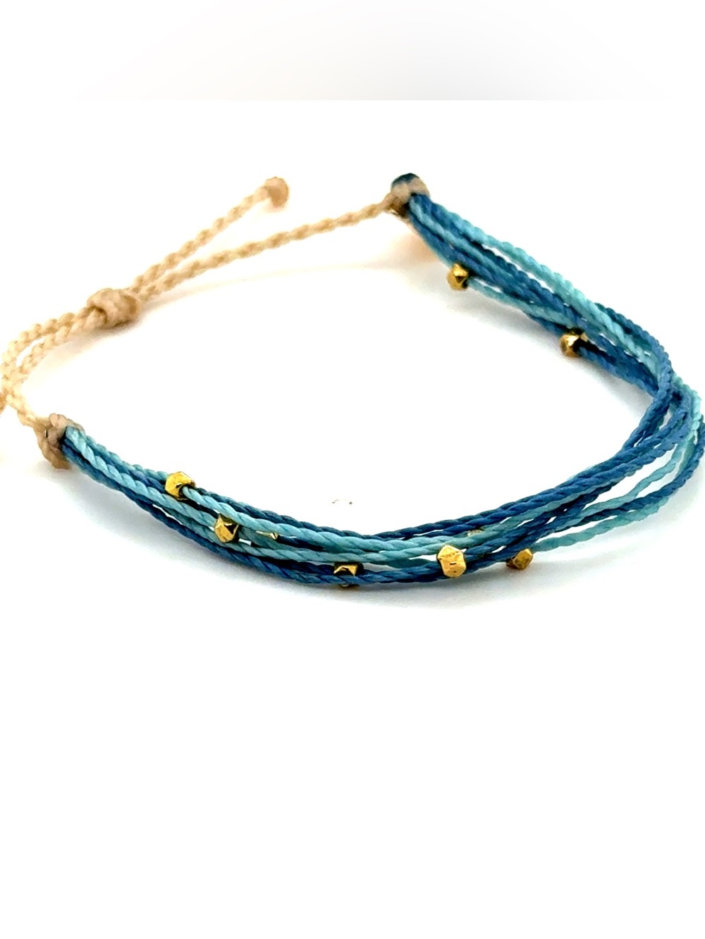 Pura Vida Blue Gradient Thread Bracelet with Gold Beads